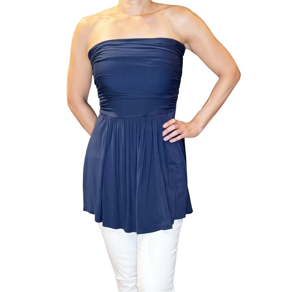 Arden B Midnight Blue Strapless Top